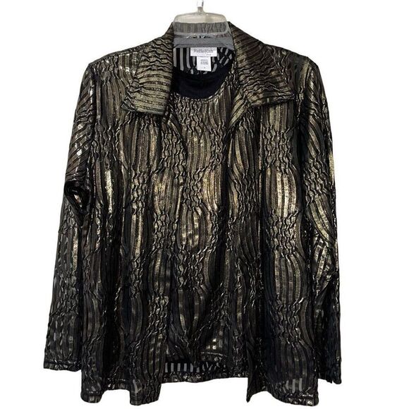 ReBeKah‎ Women’s Size Small Jacket and Shirt Set Gold Shimmer Sheer Top NWOT - Picture 1 of 9